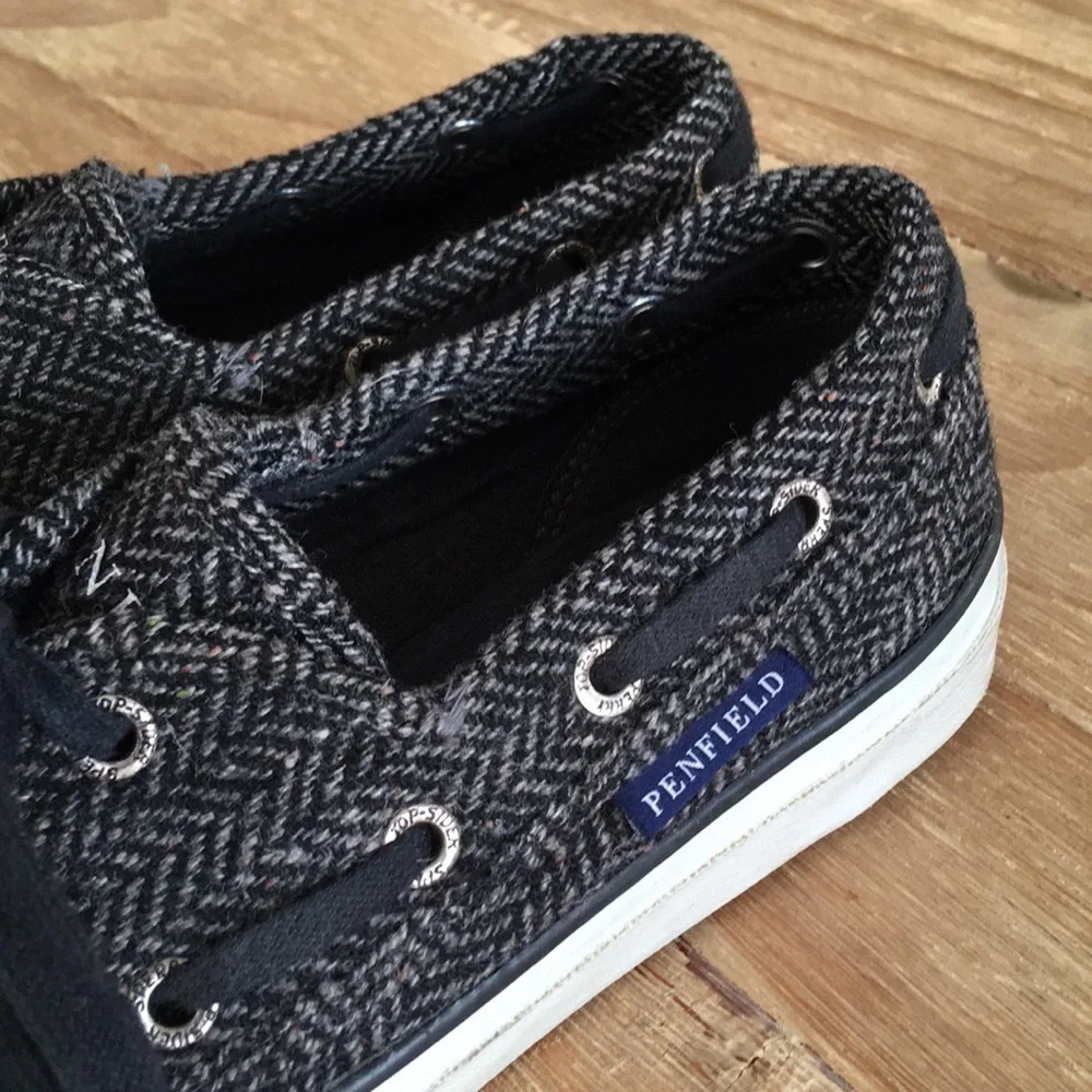 Sperry TOP SIDER X Penfield Wool Herringbone Tweed Boat Shoes Lace Up Seamate